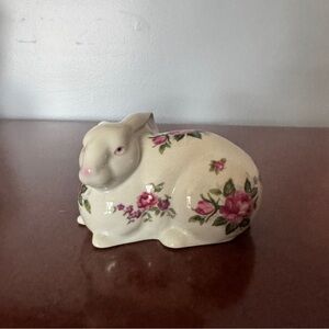 Floral Ceramic Bunny Figurine